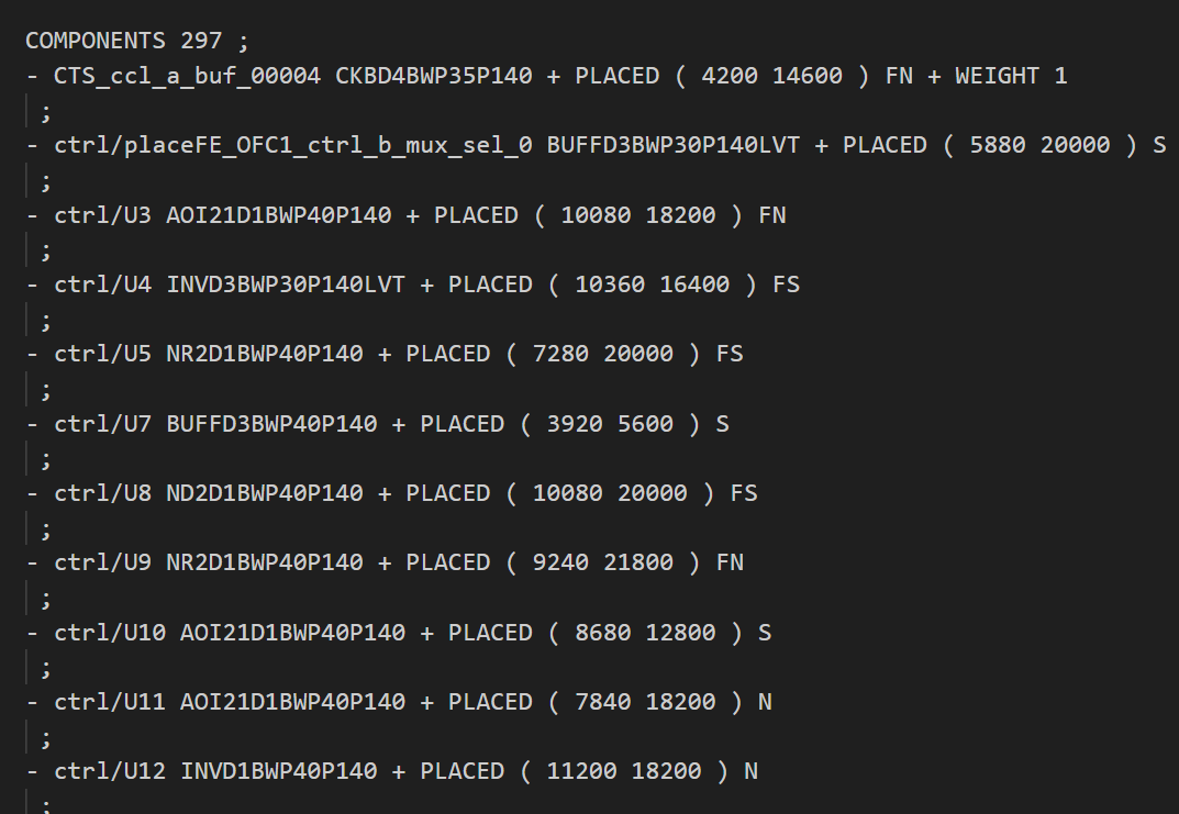 DEF COMPONENTS 段